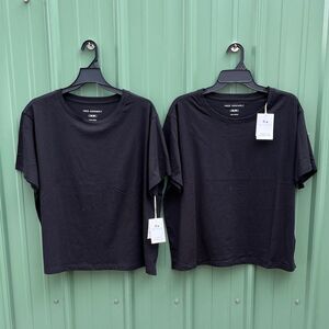 Women's Black Cotton Cropped Boxy Tee with Short Sleeves, 2-Pack Size XXL